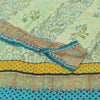 Sanskriti Vintage Sarees Pastel-Green Pure Crepe Printed Sari 6yd Craft Sustainable Fabric