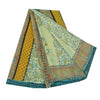 Sanskriti Vintage Sarees Pastel-Green Pure Crepe Printed Sari 6yd Craft Sustainable Fabric