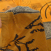 Sanskriti Vintage Sarees Yellow Pure Crepe Silk Printed Sari 5yd Craft Sustainable Fabric