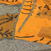 Sanskriti Vintage Sarees Yellow Pure Crepe Silk Printed Sari 5yd Craft Sustainable Fabric