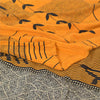 Sanskriti Vintage Sarees Yellow Pure Crepe Silk Printed Sari 5yd Craft Sustainable Fabric