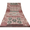 Sanskriti Vintage Sarees Dusty Pink Pure Crepe Silk Print Sari 5yd Craft Sustainable Fabric