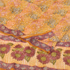 Sanskriti Vintage Sarees Saffron Pure Crepe Silk Printed Sari 5yd Craft Sustainable Fabric