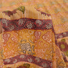 Sanskriti Vintage Sarees Saffron Pure Crepe Silk Printed Sari 5yd Craft Sustainable Fabric