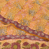 Sanskriti Vintage Sarees Saffron Pure Crepe Silk Printed Sari 5yd Craft Sustainable Fabric