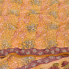 Sanskriti Vintage Sarees Saffron Pure Crepe Silk Printed Sari 5yd Craft Sustainable Fabric