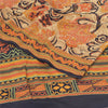 Sanskriti Vintage Sarees Orange 100% Pure Crepe Silk Print Sari 5yd Craft Sustainable Fabric