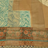 Sanskriti Vintage Sarees Brown Blend Crepe Printed Woven Sari 5yd Craft Sustainable Fabric