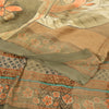 Sanskriti Vintage Sarees Brown Blend Crepe Printed Woven Sari 5yd Craft Sustainable Fabric