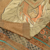 Sanskriti Vintage Sarees Brown Blend Crepe Printed Woven Sari 5yd Craft Sustainable Fabric