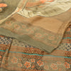 Sanskriti Vintage Sarees Brown Blend Crepe Printed Woven Sari 5yd Craft Sustainable Fabric