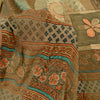 Sanskriti Vintage Sarees Brown Blend Crepe Printed Woven Sari 5yd Craft Sustainable Fabric