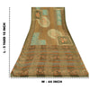 Sanskriti Vintage Sarees Brown Blend Crepe Printed Woven Sari 5yd Craft Sustainable Fabric