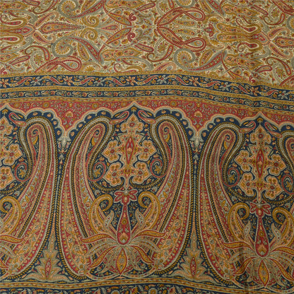 Sanskriti Vintage Sarees Multi Pure Crepe Silk Printed Sari 5yd Craft Sustainable Fabric