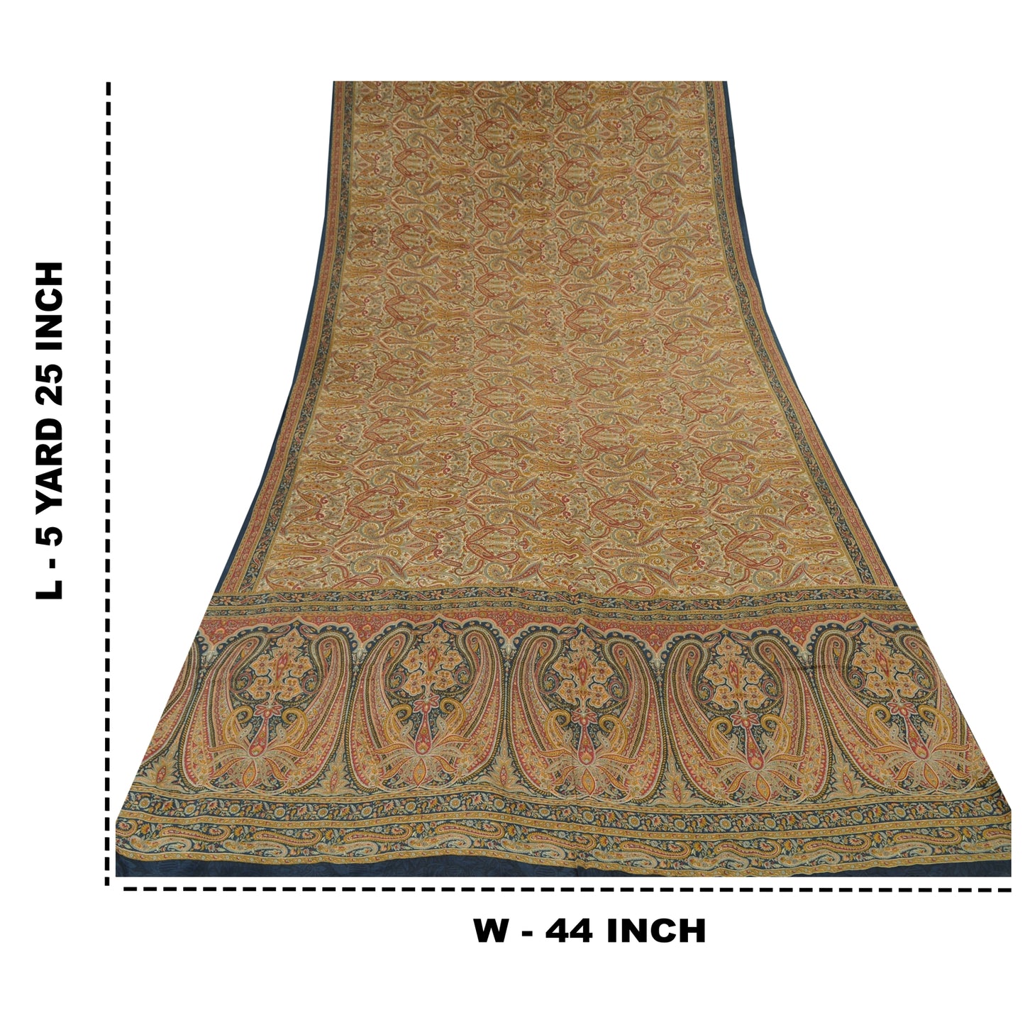 Sanskriti Vintage Sarees Multi Pure Crepe Silk Printed Sari 5yd Craft Sustainable Fabric