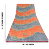 Sanskriti Vintage Sarees Gray/Orange Embroidery Pure Crepe Sari 5yd Craft Sustainable Fabric