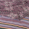Sanskriti Vintage Sarees Mauve Pure Crepe Silk Printed Sari 5yd Craft Sustainable Fabric