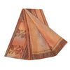 Sanskriti Vintage Sarees Peach Pure Crepe Silk Printed Sari Floral Craft Sustainable Fabric