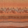 Sanskriti Vintage Sarees Peach Pure Crepe Silk Printed Sari Floral Craft Sustainable Fabric
