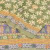 Сари Sanskriti Vintage, зеленое чистое креповое шелковое сари с принтом, 5 ярдов, ткань для рукоделия из экологически чистой ткани