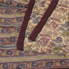 Sanskriti Vintage Sarees Cream Pure Crepe Silk Printed Sari 5yd Craft Sustainable Fabric