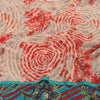 Sanskriti Vintage Sarees Red/Blue Pure Crepe Silk Printed Sari 5yd Craft Sustainable Fabric