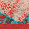 Sanskriti Vintage Sarees Red/Blue Pure Crepe Silk Printed Sari 5yd Craft Sustainable Fabric