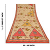 Sanskriti Vintage Sarees Cream 100%Pure Crepe Silk Printed Sari 5yd Craft Sustainable Fabric