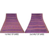 Sanskriti Vintage Sarees Purple Pure Crepe Silk Printed Sari 5yd Craft Sustainable Fabric
