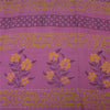 Sanskriti Vintage Sarees Purple Pure Crepe Silk Printed Sari 5yd Craft Sustainable Fabric
