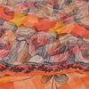 Sanskriti Vintage Sarees Orange Pure Crepe Silk Printed Sari 6yd Craft Sustainable Fabric
