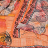 Sanskriti Vintage Sarees Orange Pure Crepe Silk Printed Sari 6yd Craft Sustainable Fabric