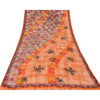 Sanskriti Vintage Sarees Orange Pure Crepe Silk Printed Sari 6yd Craft Sustainable Fabric