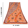 Sanskriti Vintage Sarees Orange Pure Crepe Silk Printed Sari 6yd Craft Sustainable Fabric