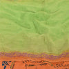 Sanskriti Vintage Sarees Green/Orange Pure Crepe Silk Print Sari Craft Sustainable Fabric