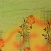 Sanskriti Vintage Sarees Green/Orange Pure Crepe Silk Print Sari Craft Sustainable Fabric
