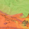 Sanskriti Vintage Sarees Green/Orange Pure Crepe Silk Print Sari Craft Sustainable Fabric