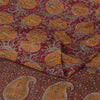 Sanskriti Vintage Sarees Dark Red Pure Crepe Silk Printed Sari 5yd Craft Sustainable Fabric