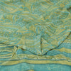 Sanskriti Vintage Sarees Yellow/Green Pure Crepe Silk Printed Sari 5yd Sustainable Fabric