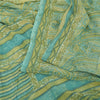 Sanskriti Vintage Sarees Yellow/Green Pure Crepe Silk Printed Sari 5yd Sustainable Fabric