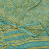 Sanskriti Vintage Sarees Yellow/Green Pure Crepe Silk Printed Sari 5yd Sustainable Fabric
