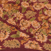 Sanskriti Vintage Sarees Dark Red Pure Crepe Silk Printed Sari 5yd Craft Sustainable Fabric