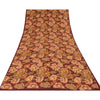 Sanskriti Vintage Sarees Dark Red Pure Crepe Silk Printed Sari 5yd Craft Sustainable Fabric