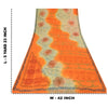 Sanskriti Vintage Sarees Orange/Cream Pure Crepe Printed Sari 5yd Craft Sustainable Fabric