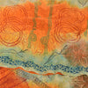 Sanskriti Vintage Sarees Orange/Cream Pure Crepe Printed Sari 5yd Craft Sustainable Fabric