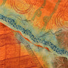 Sanskriti Vintage Sarees Orange/Cream Pure Crepe Printed Sari 5yd Craft Sustainable Fabric