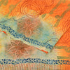 Sanskriti Vintage Sarees Orange/Cream Pure Crepe Printed Sari 5yd Craft Sustainable Fabric