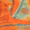 Sanskriti Vintage Sarees Orange/Cream Pure Crepe Printed Sari 5yd Craft Sustainable Fabric