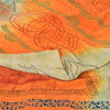 Sanskriti Vintage Sarees Orange/Cream Pure Crepe Printed Sari 5yd Craft Sustainable Fabric