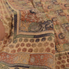 Sanskriti Vintage Sarees Peach 100%Pure Crepe Silk Printed Sari 5yd Craft Sustainable Fabric